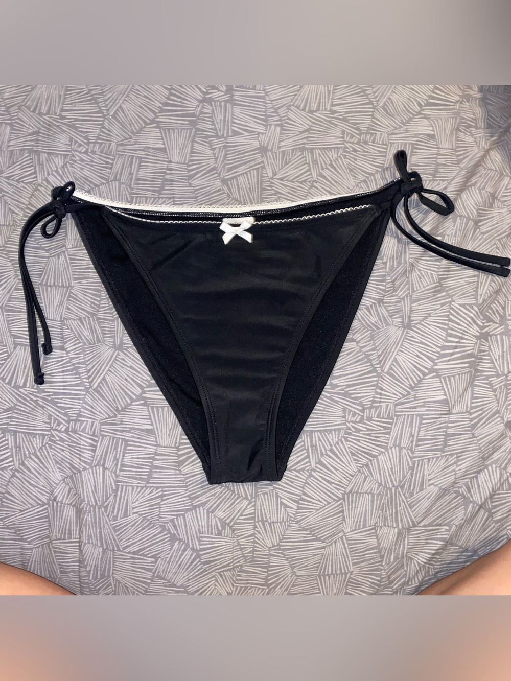 wild fable Black Bikini Bottom with White Trim and Bow Accent